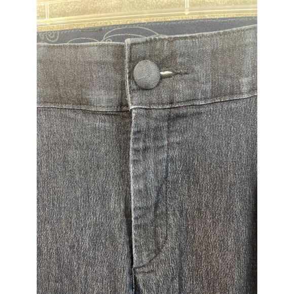 Waistband Denim Wide Leg Cropped Jeans Dark‎ Wash Womens 14 Short - Picture 6 of 15